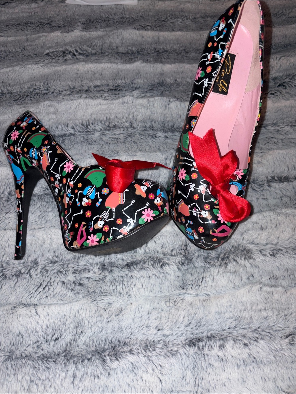 Women's Day of the dead  High Heel Pumps with Red Bow